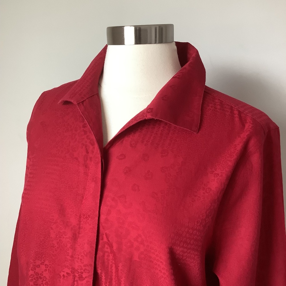 Chico's Womens Tunic Shirt Size 1 No-Iron Sateen Winged Collar‎ US Size 8/10 - Picture 3 of 16